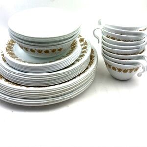Corelle Butterfly Gold dinnerware set Iconic vintage 1970s 37pc Plate Cup Bowls
